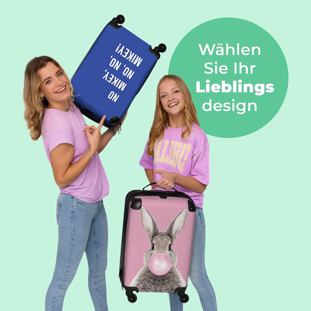NoBoringSuitcases.com® Koffer Handgepäck Trolley Rollkoffer Kleine Reisekoffer mit 4 Rollen - Zitate