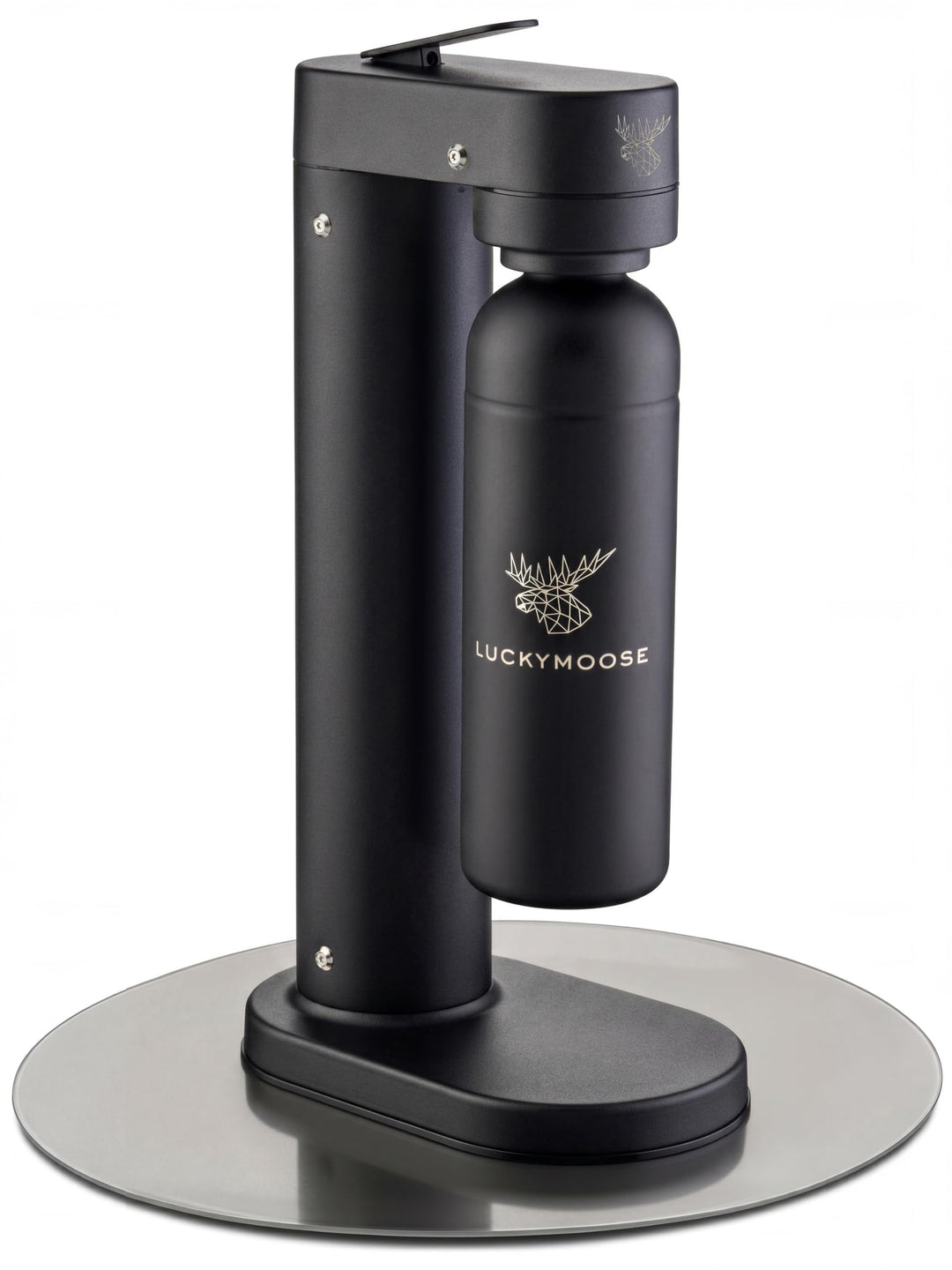 Infinity-S Wassersprudler aus hochwertigem Edelstahl (Black/Black) – inkl. 2x 1,25L Edelstahlflasche