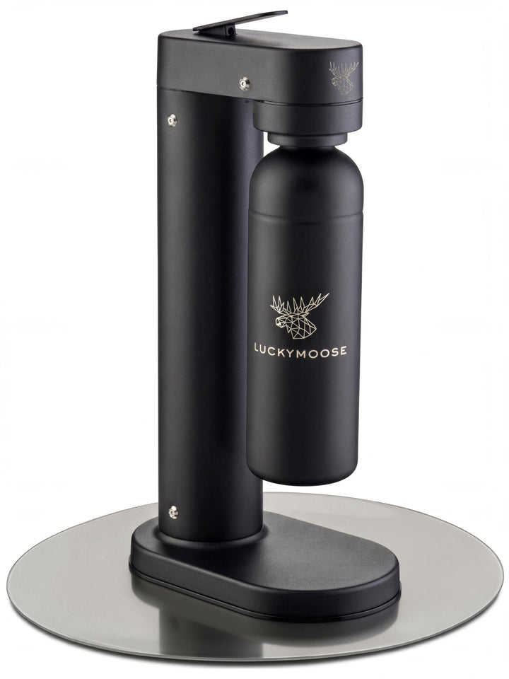 Infinity-S Wassersprudler aus hochwertigem Edelstahl (Black/Black) – inkl. 2x 1,25L Edelstahlflasche
