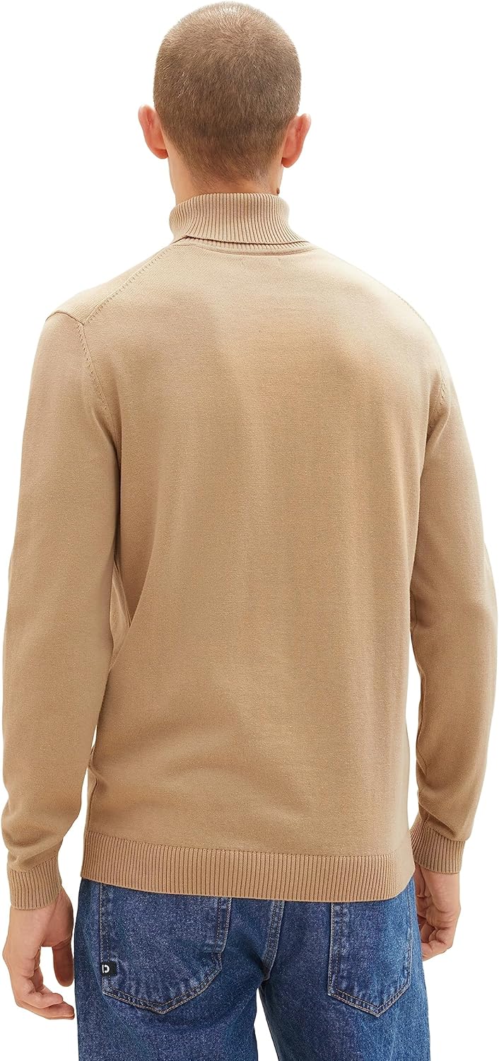 TOM TAILOR Herren Basic Rollkragen-Pullover aus Strick 3XL 10942 - Beach Sand, 3XL 10942 - Beach San