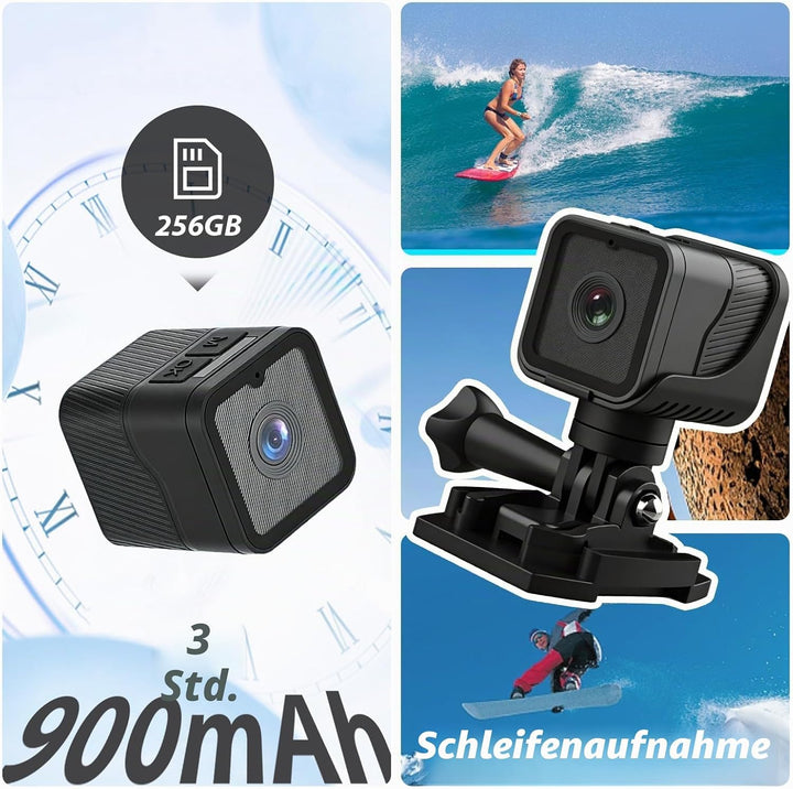 Mini Action Cam WiFi, 1080P HD &amp; 120° Weitwinkel Sportkamera, Dashcam Fahrrad für Helm und Fahrrad M