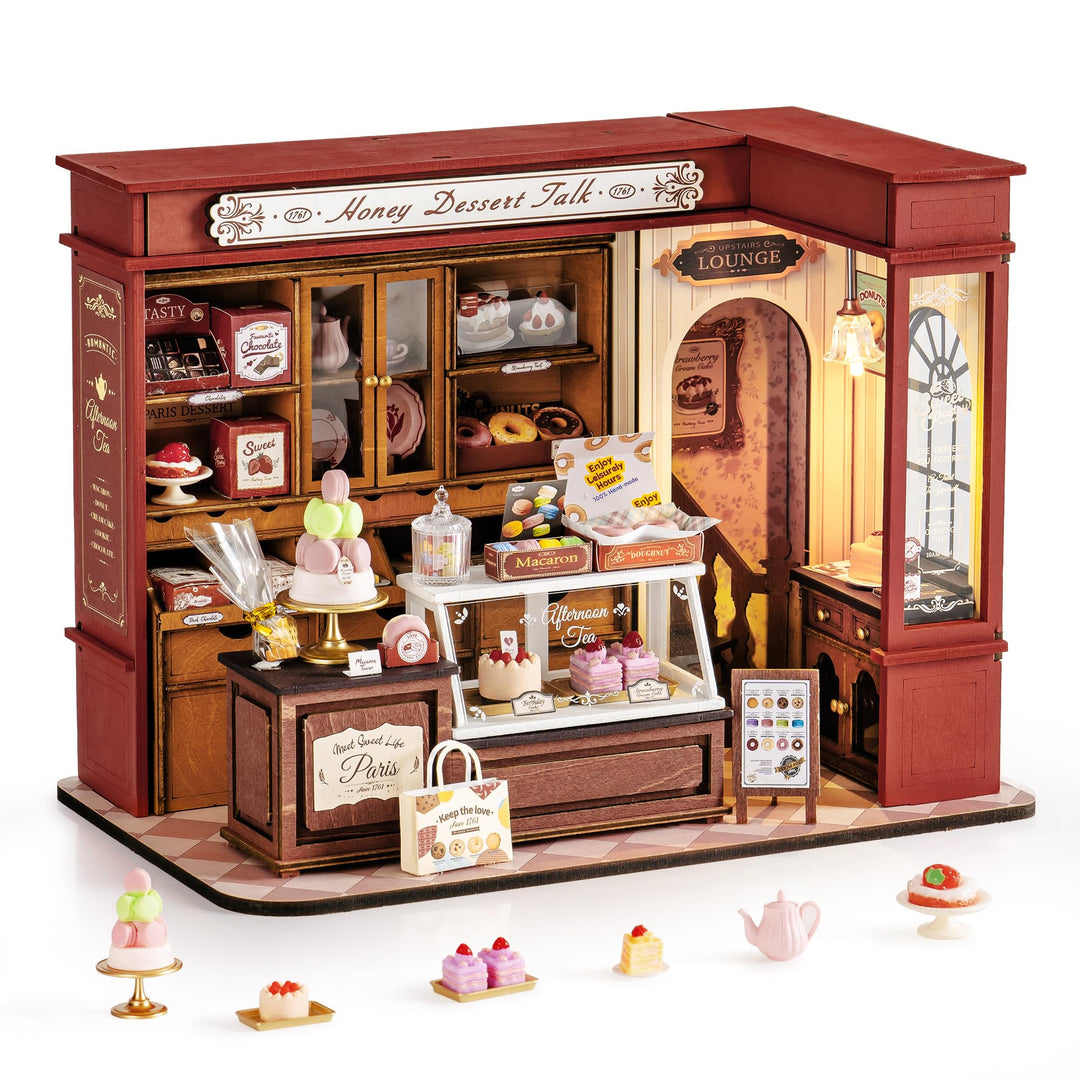 Rolife DIY Miniatur Haus Kit für Erwachsene Honig Dessert Gespräch Modellbausätze Miniaturpuppenhaus