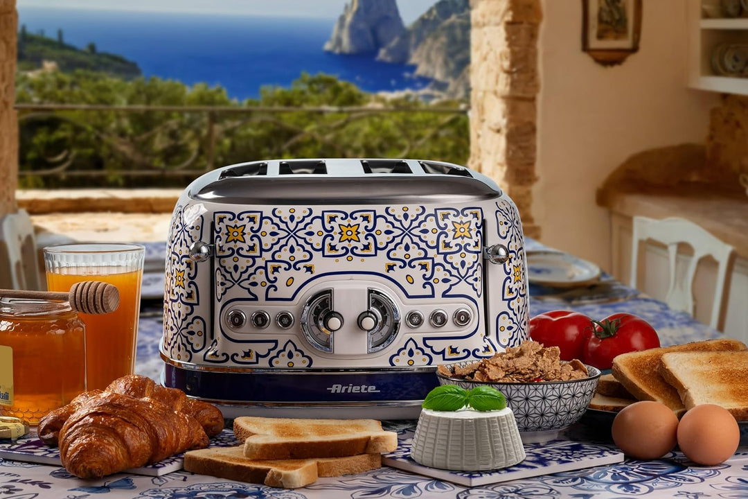 Ariete 156 Capri-Toaster, 1630 W, 4 Scheiben, 6 Bräunungsstufen, Krümelschublade, Defrost-Funktion,