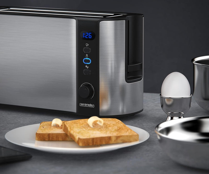 Arendo - Automatik Toaster Langschlitz - mit Defrost Funktion - warmhaltende Doppelwandkonstruktion