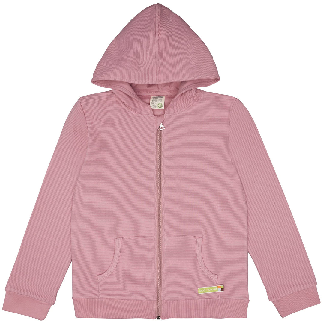 loud + proud Unisex Kinder Kapuzenjacke Rippenstruktur, GOTS Zertifiziert Tierdruck Print 74-80 Aste