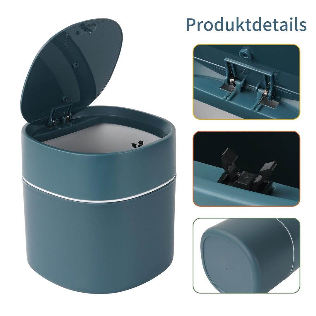 Tischabfalleimer mit Deckel 2L mit Müllsäcken 180 Stück, Mini Tischmülleimer für Den Waschtisch Küch