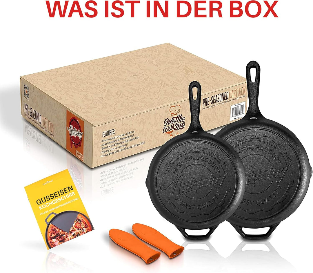 NutriChef Pfannenset- 2-Teilig, Bratpfanne- 32cm+27cm, Pan- Antihaftbeschichtet, Induktionspfanne- m
