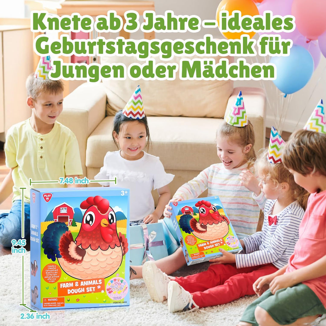 PLAY Nutztiere Knete Set für Kinder - Knete Zubehör Knete ab 3 jahre, Bauernhof Tiere Kinderknete mi