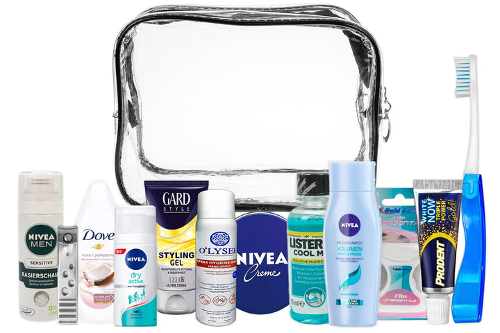 Reise-Essentials-Kit, Reiseset geeignet für Handgepäck, Urlaub und Geschäftsreisen, bestehend aus Al