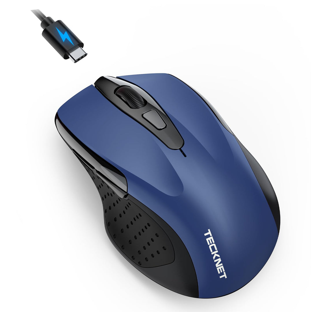 TECKNET Bluetooth Maus mit Jiggler, Wiederaufladbare Maus Kabellos für Laptops(DREI Modi: BT 5.0/3.0