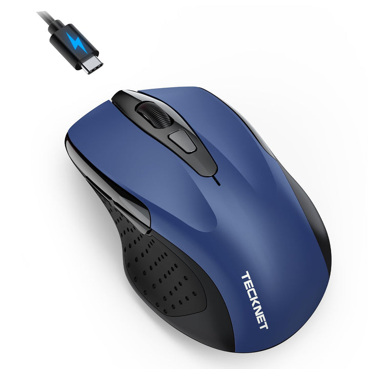 TECKNET Bluetooth Maus mit Jiggler, Wiederaufladbare Maus Kabellos für Laptops(DREI Modi: BT 5.0/3.0