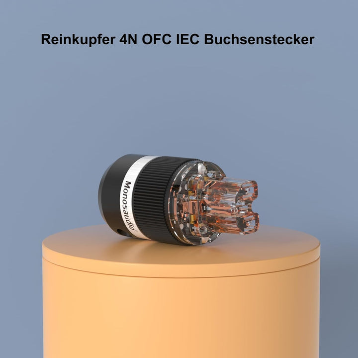 Monosaudio Paar Reines Kupfer Schuko Stecker E101/F101 AC 16A 250V Hi-End EU Netzanschluss, Euro Ste