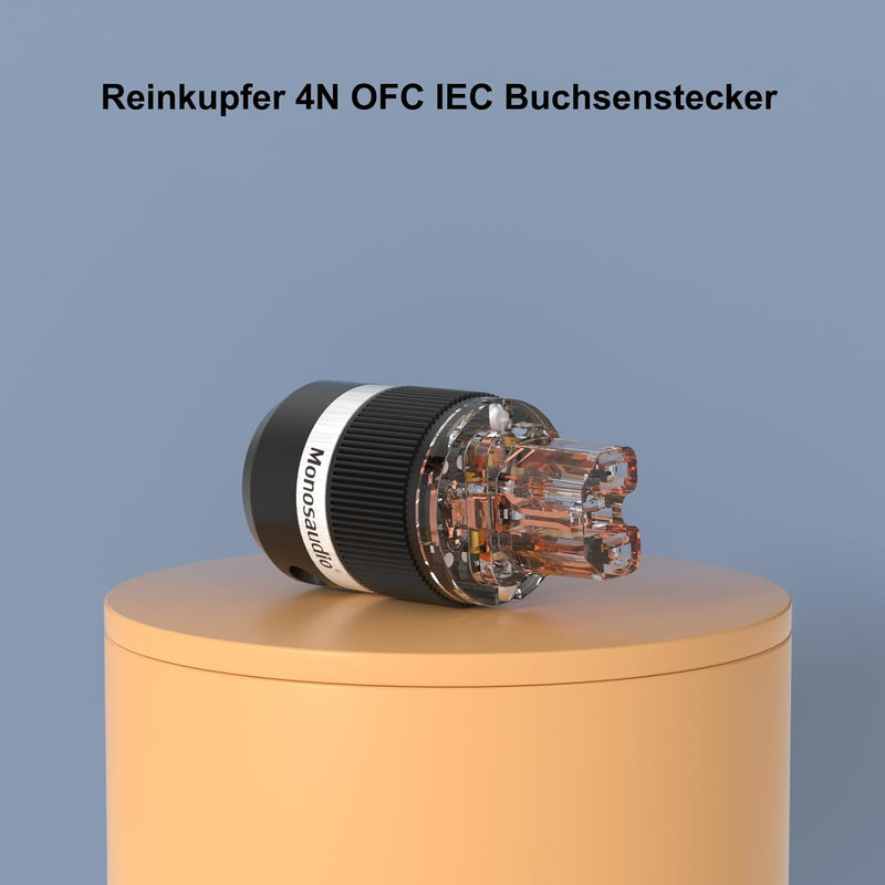 Monosaudio Paar Reines Kupfer Schuko Stecker E101/F101 AC 16A 250V Hi-End EU Netzanschluss, Euro Ste