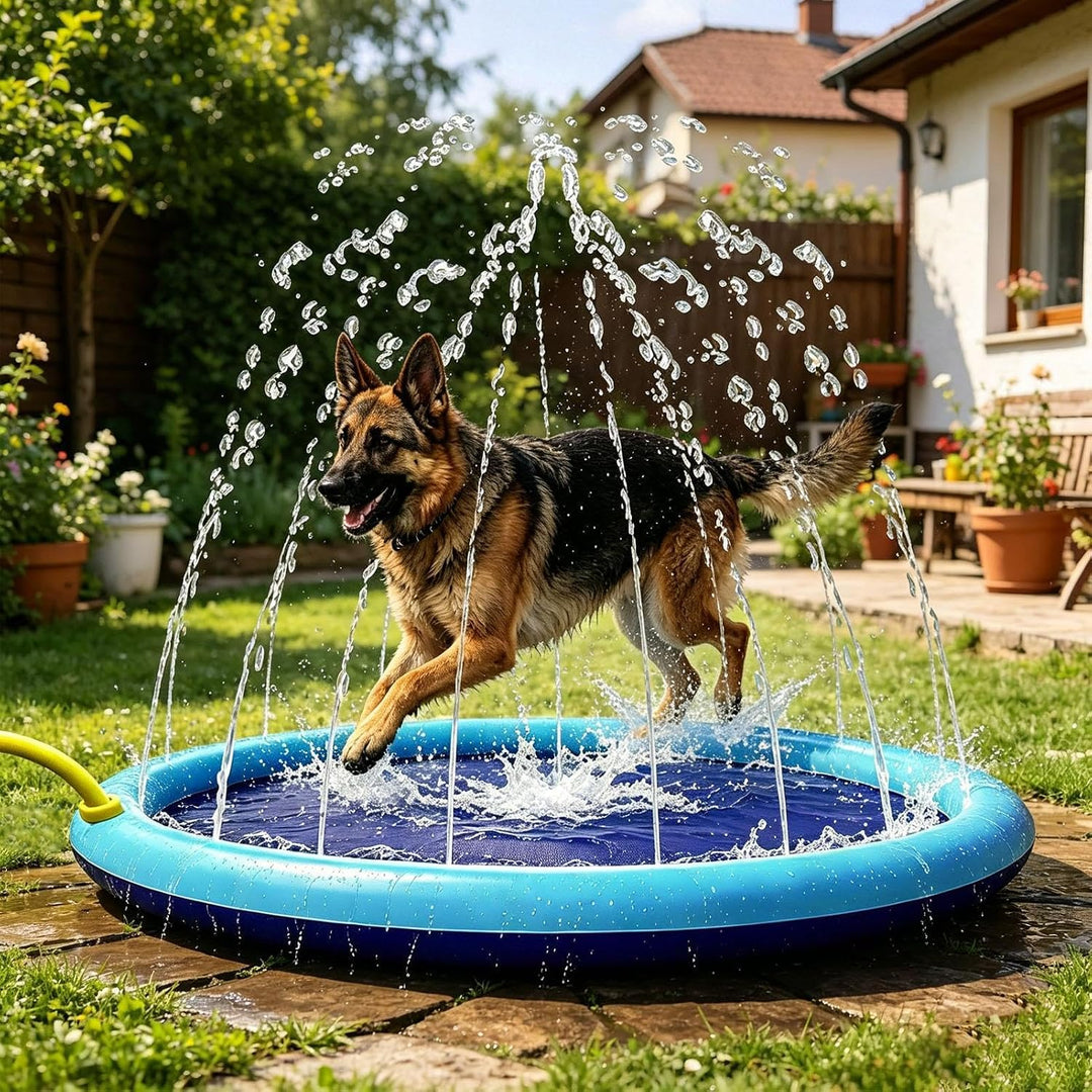 Wasserpad für Hunde Auslaufsicherer robuster Pool | Hunde Sprinkler Spielzeug Spielmatte für Haustie