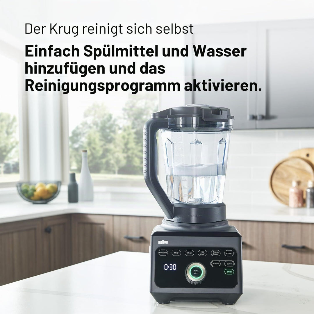 Braun Hochleistungsmixer PowerBlend 9 JB9040 – Standmixer mit Glas-Mixkrug, 18 Mixprogramme, 10 Gesc