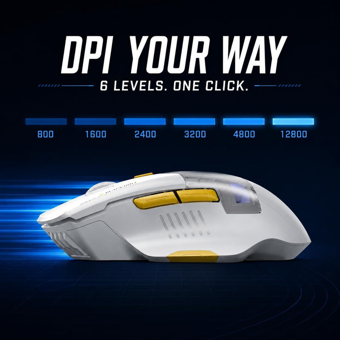 INPHIC A9 Explorer Bluetooth-Maus, Dual-Mode Bluetooth 5.0/2.4G, 2400 DPI, sichtbare Batterieanzeige