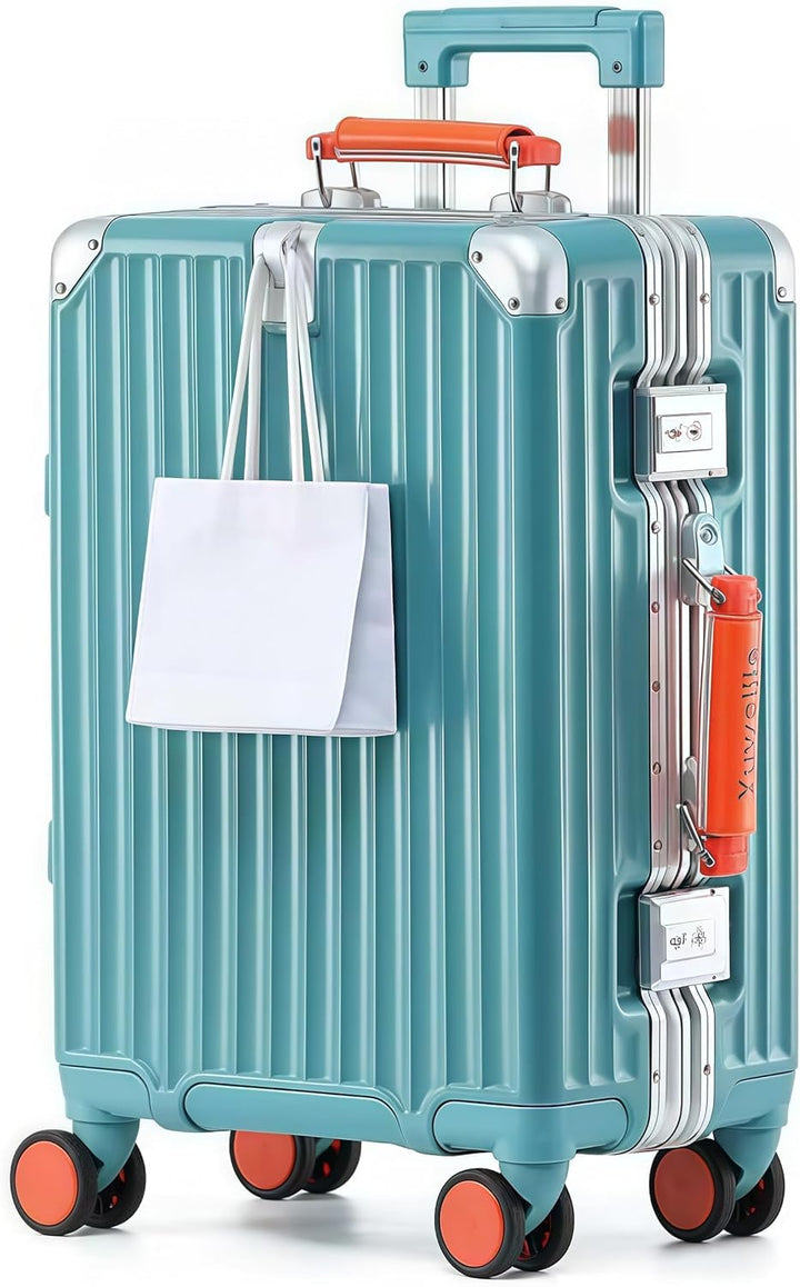 Aoliwei Aluminium-Rahmen Reisekoffer L (70cm) – Premium Hartschalen-Trolley für 7-10 Tage Reisen, Bl