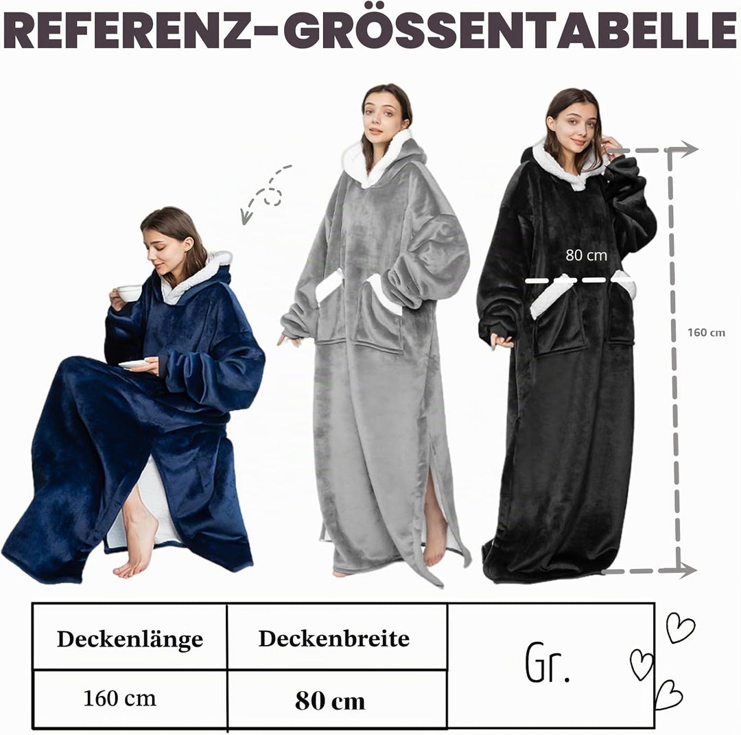 Emwwat Extra Lange Hoodie Decke, Übergrosse Sherpa Hoodie Decke für Damen und Herren, tragbare Decke