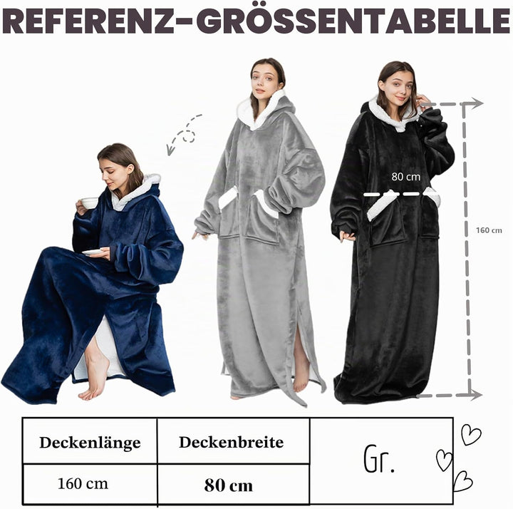 Emwwat Extra Lange Hoodie Decke, Übergrosse Sherpa Hoodie Decke für Damen und Herren, tragbare Decke