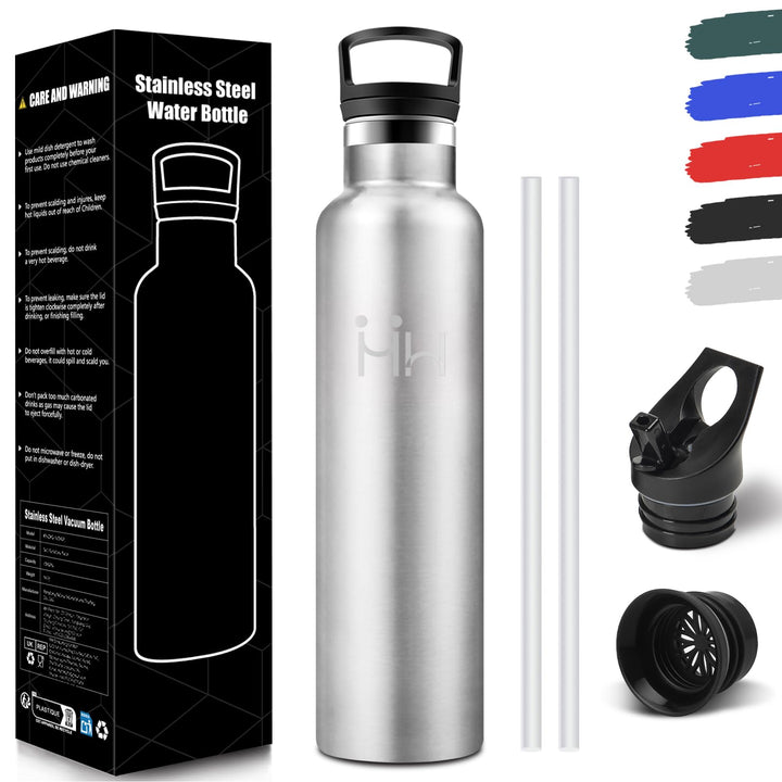 HoneyHolly Trinkflasche 1L Edelstahl, BPA-Frei, Wasserflasche Edelstahl, Auslaufsichere Isolierflasc