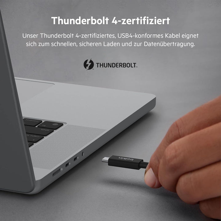 Belkin aktives Thunderbolt 4-Kabel, USB Type C-Verbindung mit 100W Power Delivery, PD-fähig, USB-4-k