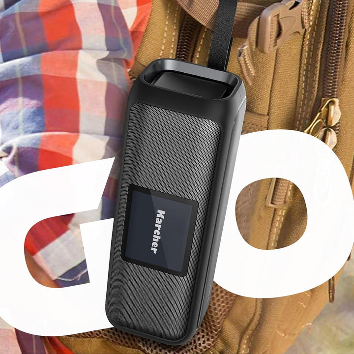 Karcher DAB Go tragbarer Bluetooth Lautsprecher & Digitalradio DAB+ / UKW Radio mit 2, 4" Farbdispla
