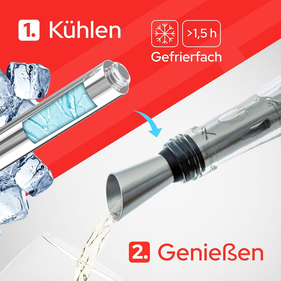 Haber&amp;Kremer® (2x) Weinkühlstab - Erstklassige Kühlung - Hochwertiger Weinkühler Stab aus 100% Edels