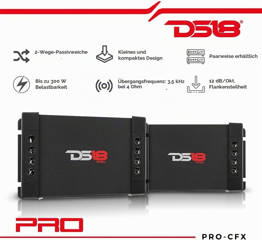 DS18 PRO-CFX 2-Wege-Autoradio-Passiv-Frequenzweiche, ideal für Hochtöner und Mitteltöner – Leistung
