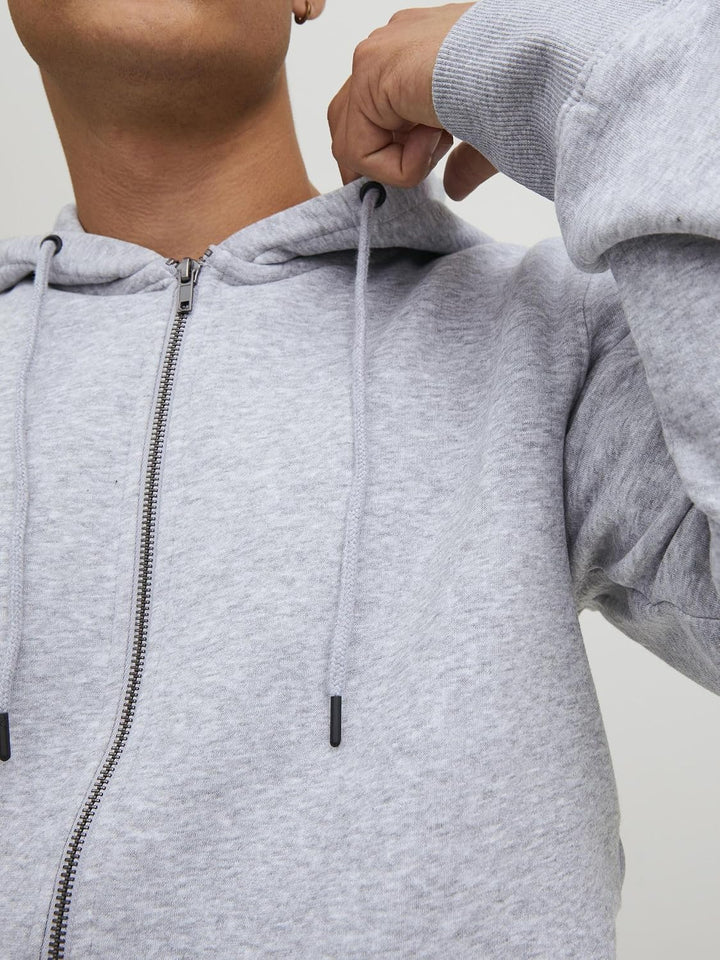 JACK &amp; JONES Male Kapuzenjacke Einfarbig Kapuzenjacke XS Light Grey Melange, XS Light Grey Melange
