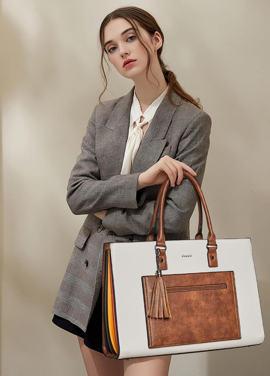 Shrrie Handtasche für Damen, Laptoptasche Aktentasche Arbeitstasche - Businesstasch für Business Bür