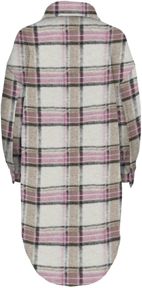 ONLY Damen Onlandrea X-Long Shacket Cc OTW Jacke L Woodsmoke/Checks:heather Rose + Black, L Woodsmok