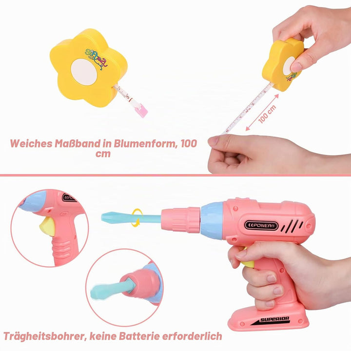 Werkzeugkoffer Kinder Werkzeug Set,Gifts2U Kinderspielzeug Spielzeugbohrer Baukappe Schutzbrille Wer