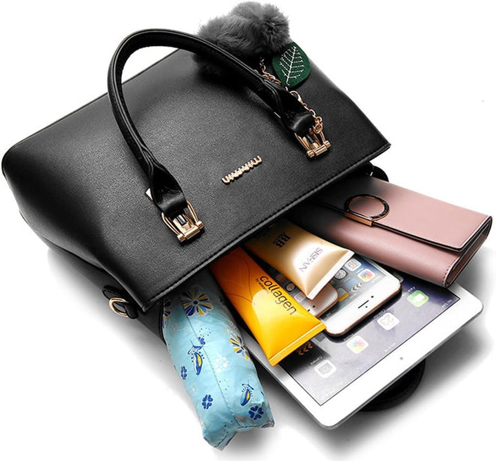 Dreubea Women's Leather Handbag Tote Shoulder Bag Crossbody Purse Königsblau, Königsblau