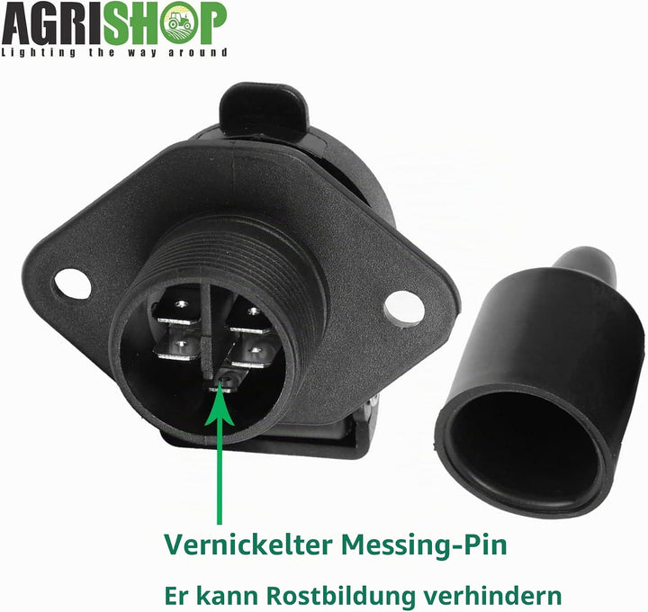 2Stück Anhänger Stecker 3polig 12v 24v und 2Stück Steckdose 3-Polig,Wasserfester Traktor Steckdose S