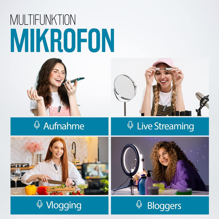 TRILINK Wireless Lavalier Mikrofon für iPhone iPad, Plug Play Ansteckmikrofon-Lightning-Kabellos, Mi