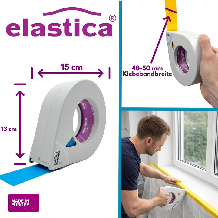 elastica Masking Tape Abroller - Abroller für Malerkrepp 50mm - Paketbandabroller für Malerarbeiten