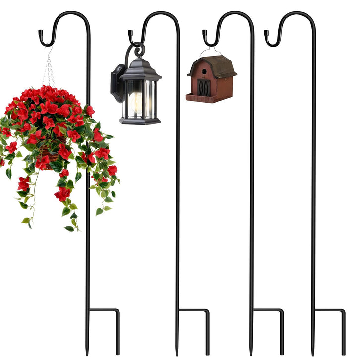 4 Stück Garten Schäferhaken 90CM Schäferstab Laternenstab Metall Gartenstab Hirtenhaken Hirtenbogen