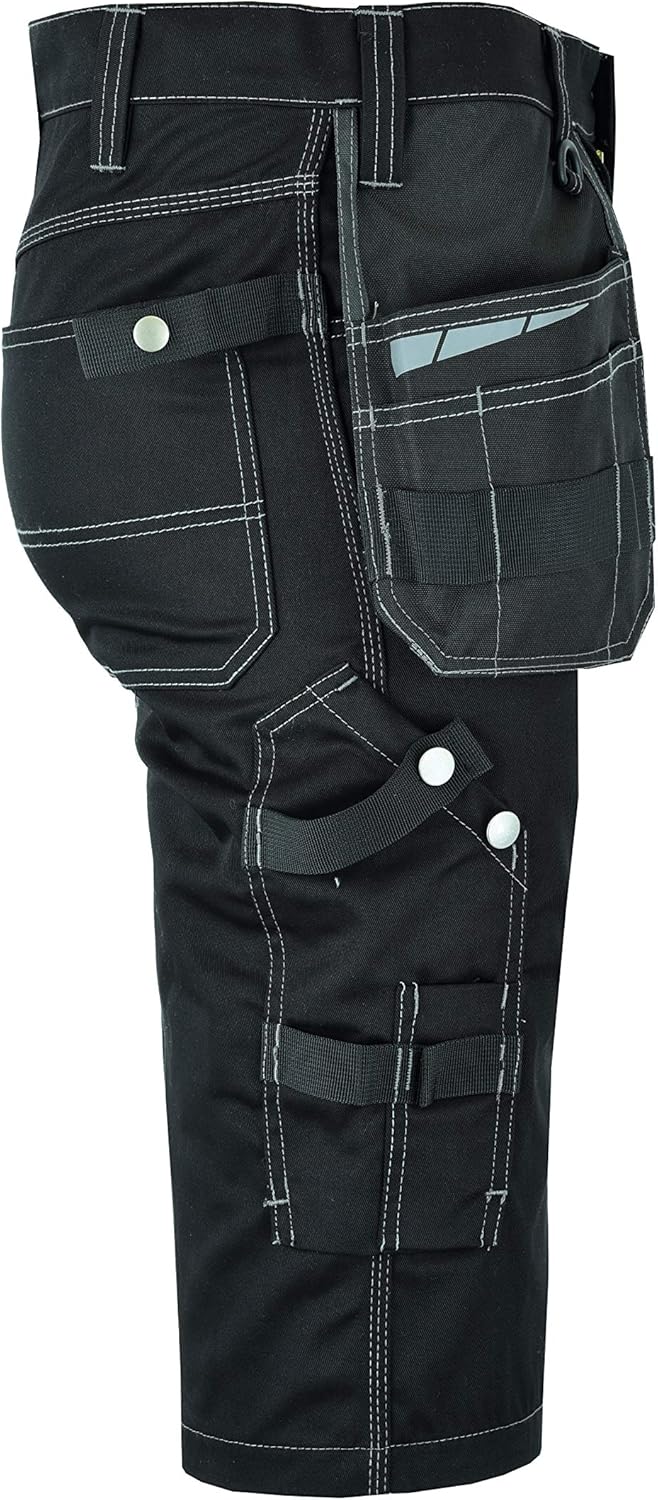 MS9 Herren Arbeitsshorts Kurze Arbeitshose Cargoshorts mit Holstertaschen Werkzeugtaschen Multifunkt