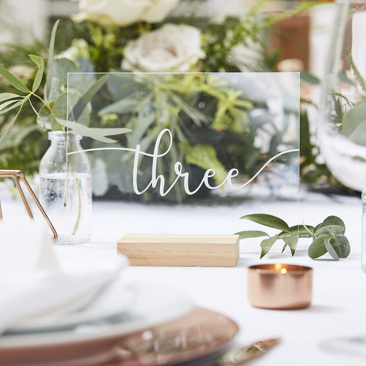Ginger Ray Botanical Wedding Tischnummern aus Holz und Acryl, 12 Stück