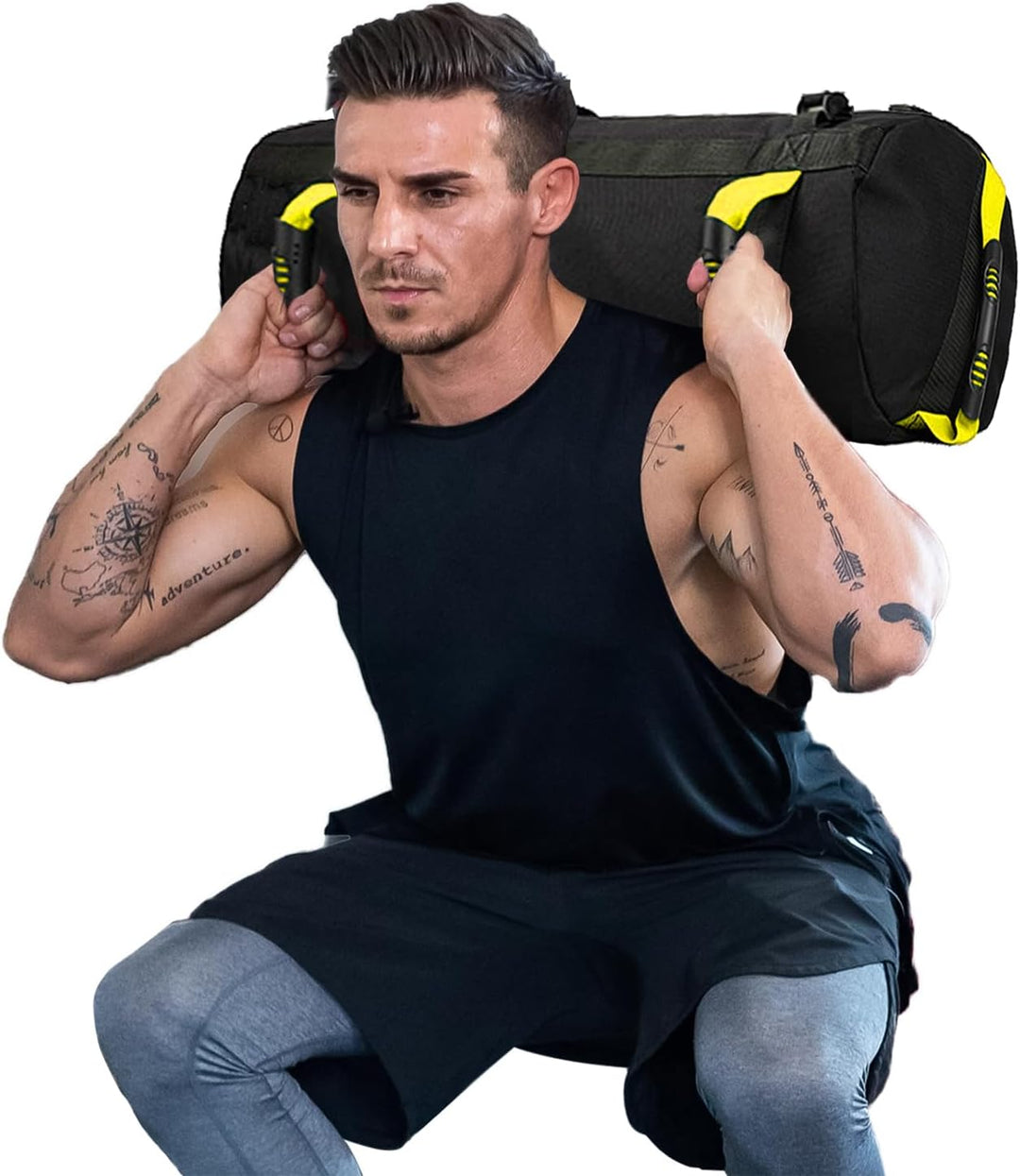 Taeku Gewichtssack für Fitness, Verstellbar Power Bag mit 6 Griffen Krafttraining Sandsäcke Workout