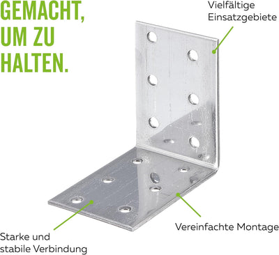 Lochplattenwinkel, 100 x 100 x 80 mm / 25 Stk., Oberflaeche: sendzimirverzinkt, 100 x 100 x 80 mm /