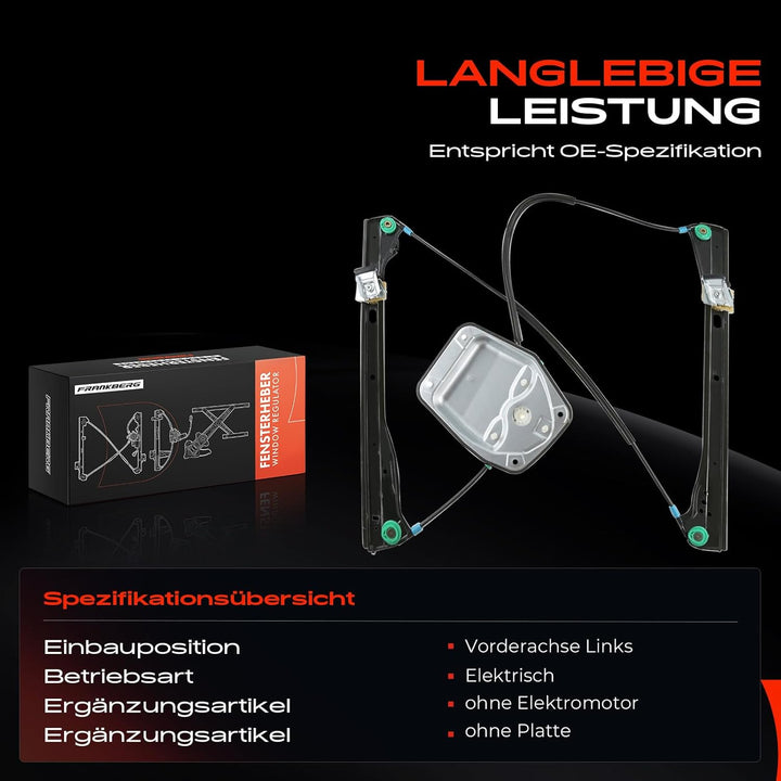 Frankberg Fensterheber Vorne Links Kompatibel mit Golf V 1K1 Schrägheck 2/3-Türer 2003-2009 1K383746