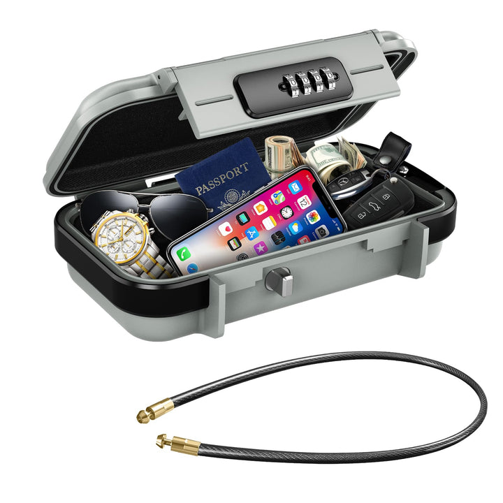 Brifit Tresor mit Zahlenschloss, Tragbare Sicherheitsbox Wasserdicht Anti-Diebstahl, Mini Safe Treso