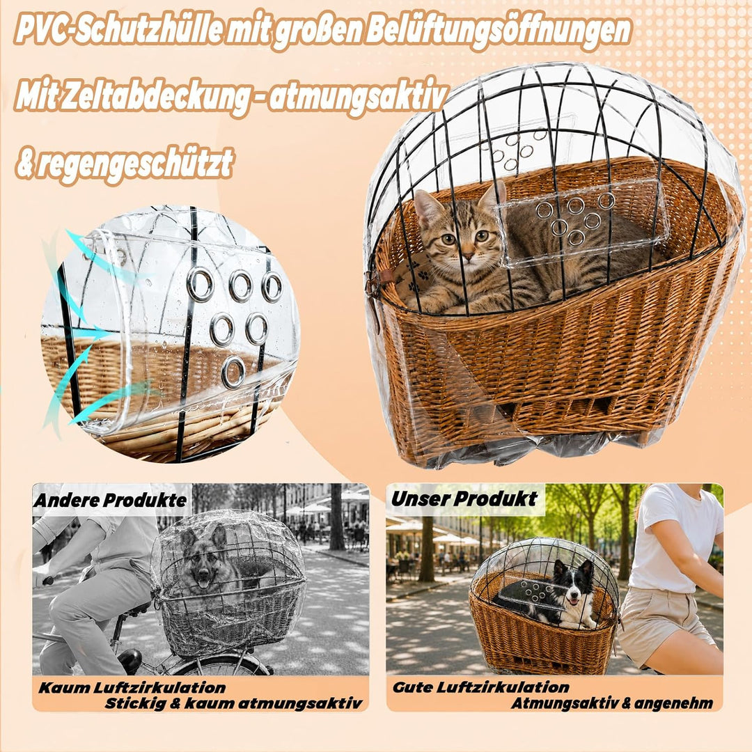 Sonnensegel für Hundefahrradkorb &amp; Fahrradkorb – Grosses, verstellbares Schutznetz für Hunde – Atmun
