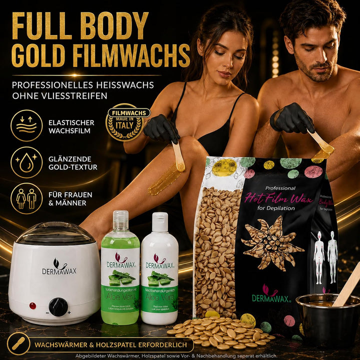 Dermawax 1 kg Gold Waxing Perlen- Professionelle Heisswachs Wachsperlen zur Haarentfernung- Anwendun