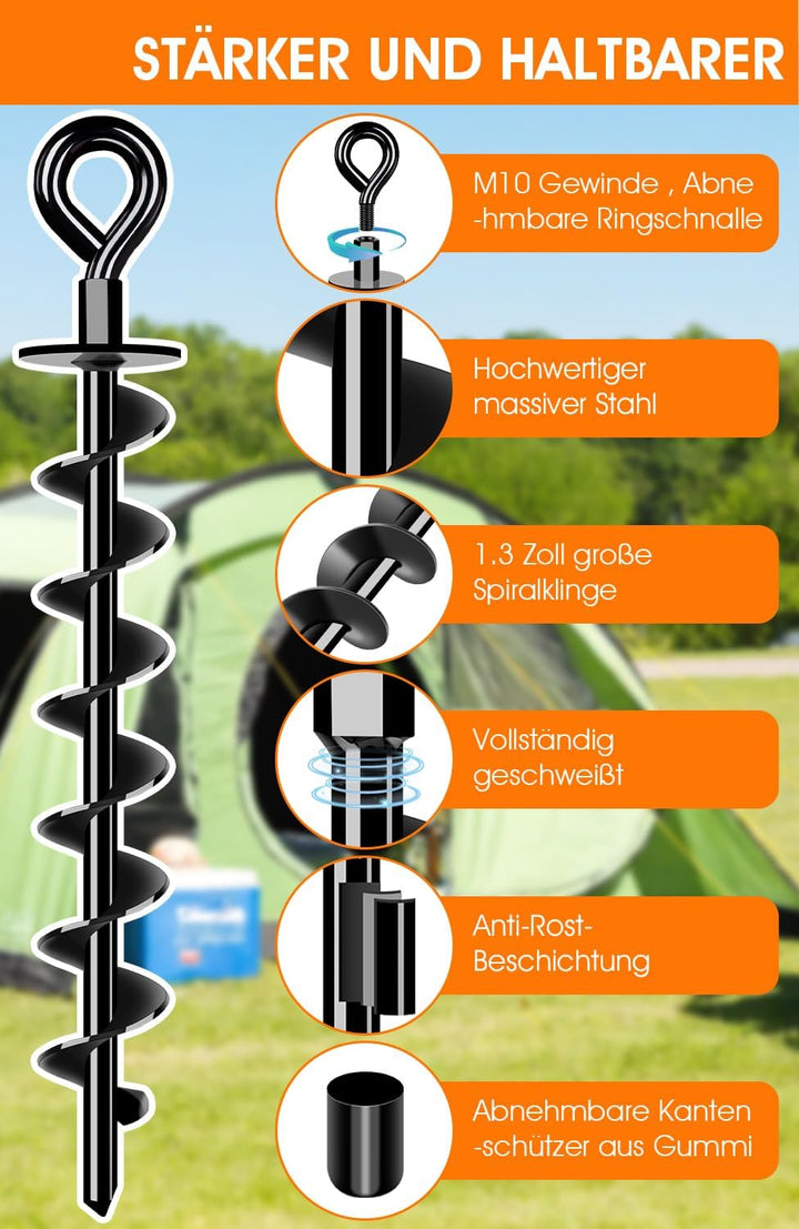 Schwerlast Bodenanker 8 Pack,Robust voll verschraubter Erdanker zur Befestigung von Trampolinen, Vor