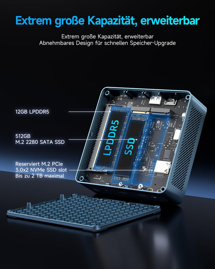BMAX Büro Mini PC W-11 Pro Intel N150(Übertrifft N95/N97, bis zu 3,6 GHz), 16 GB DDR4 512 GB SSD Min