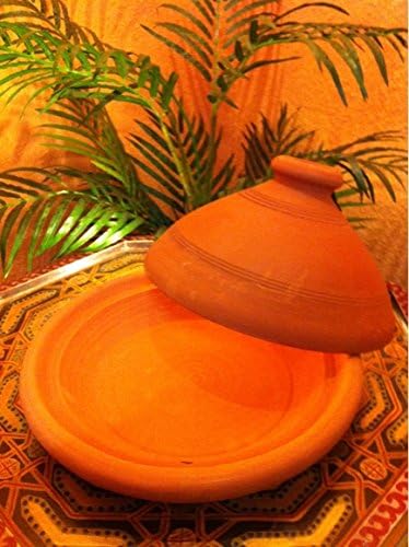 Tajine, original aus Marokko, inklusive Kochbuch Nord Afrikanische Küche, Tontopf zum Kochen, Tuareg