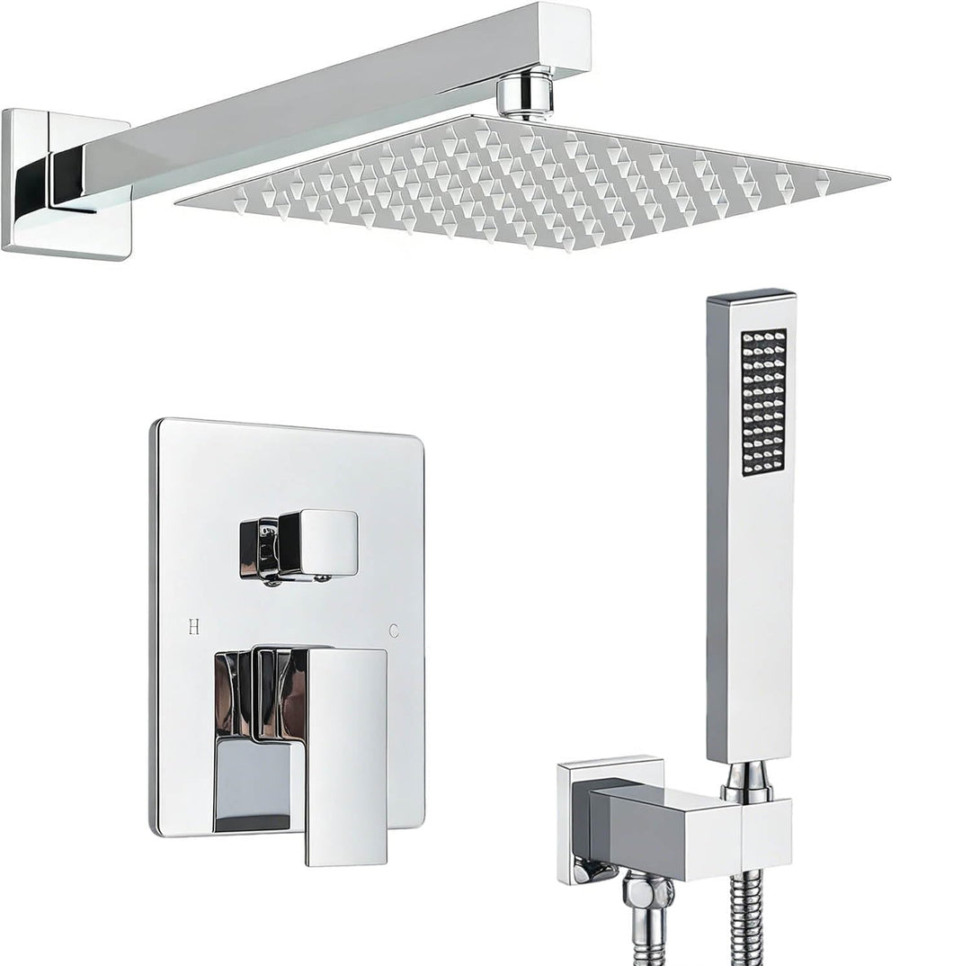 Unterputz Duscharmatur Set Chrom, Duschsystem Unterputz mit 20x20cm Regendusche, Duscharmatur Unterp