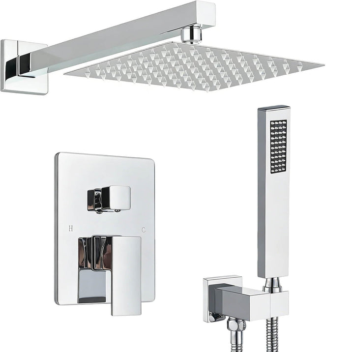 Unterputz Duscharmatur Set Chrom, Duschsystem Unterputz mit 20x20cm Regendusche, Duscharmatur Unterp